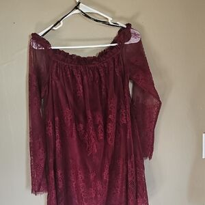 Elegant Burgundy Lace Dress